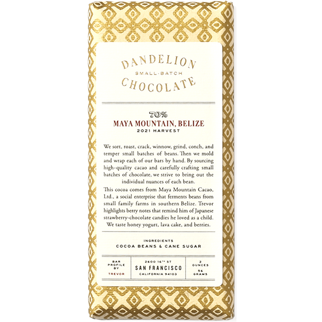 Dandelion Chocolate - Maya Mountain Belize 70%